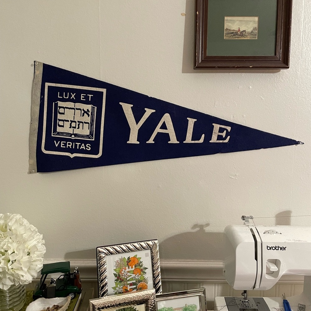 Yale VINTAGE Blue and White Wall Pennant